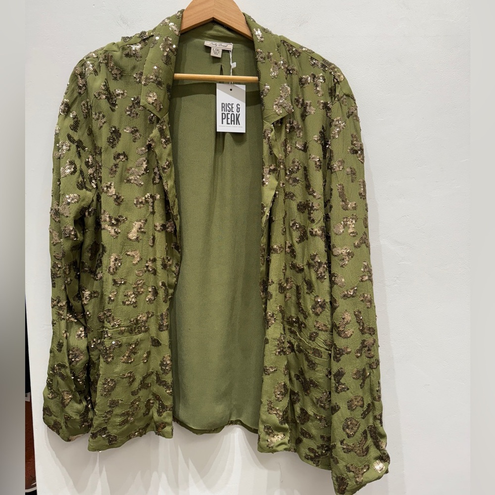 Lucky Brand olive Sequin Jacket